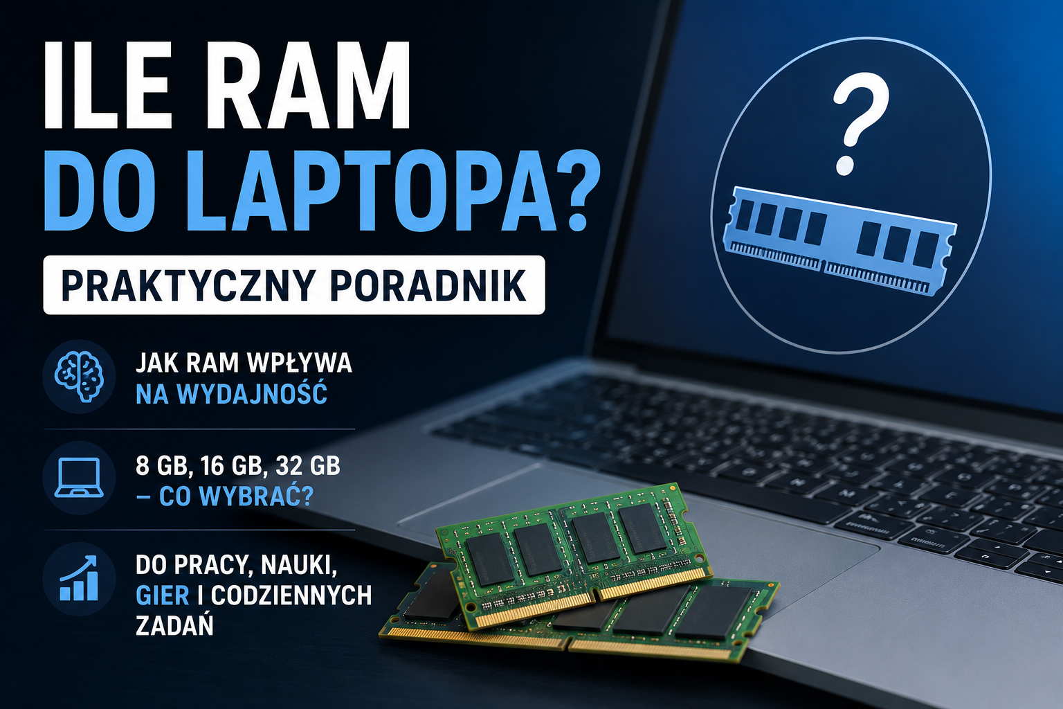 Ile RAM do laptopa? Praktyczny poradnik — 8, 16, 32 czy 64 GB