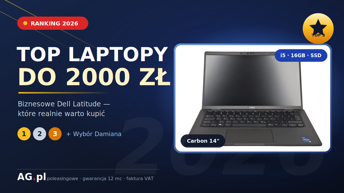 Top laptopy do 2000 zł w 2026 — ranking, w którym wygrywa biznesowy Dell