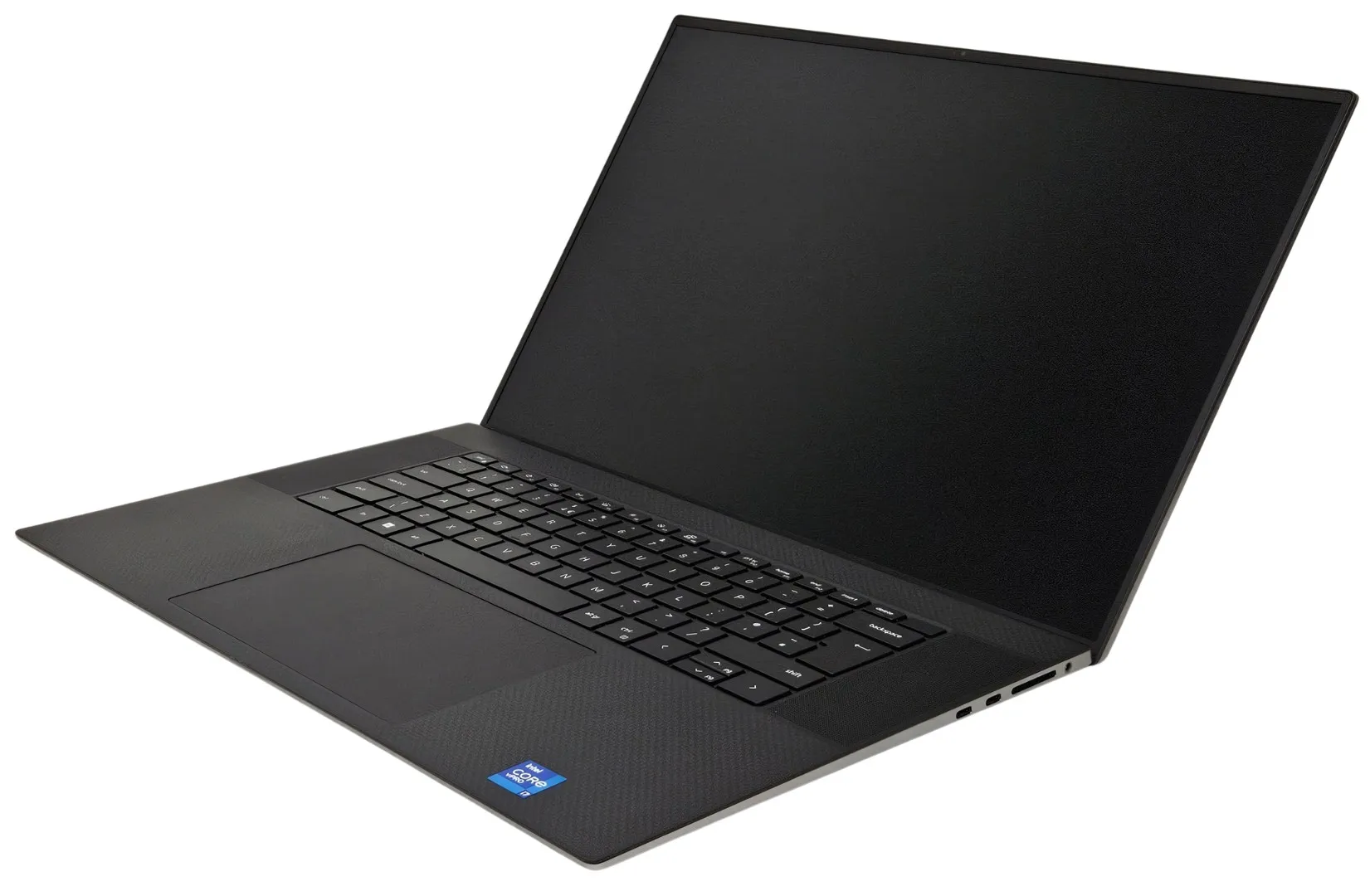 Dell Precision 5760 - widok z boku trzy-czwarte pokazujący smukłość i 17-calowy ekran