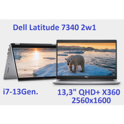 2w1 DELL Latitude 7340 i7-1365u 16 1TB SSD 13,3 QHD+ 2560x1600 Dotyk x360 WiFi Kam Bt Win11pro Gw12mc