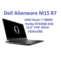 Gaming DELL Alienware M15 R7 Ryzen 7-5800H 16GB 2TB SSD 15,6” FHD 165Hz GeForce RTX3060 6GB Kam WiFi BT Win11pl Gw12mc