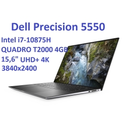 DELL Precision 5550 i7-10875H 32GB 2TB SSD 15,6 4K UHD+ 3840x2400 touch NVIDIA QUADRO T2000 4GB Kam WiFi BT Win10/11pro gw12mc