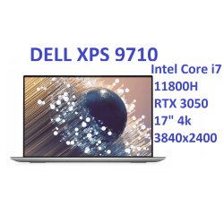 Ultrabook aluminiowy Dell XPS 9710 i7-11800h 32GB 512SSD 17'' 4K+ 3840x2400 GeForce RTX3050 4GB WiFi BT Kam win11 PL Gw12mc