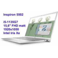 Dell Inspiron 5502 i5-1135G7 8GB 256SSD 15,6 FHD 1920x1080 matt Kam WiFi BT Win11 gw12mc