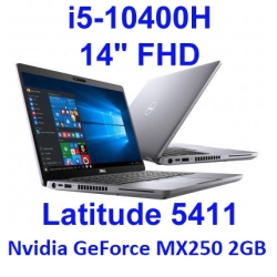 Dell Latitude 5411 i5-10400H 16GB 1TBSSD 14,1 FHD 1920x1080 GeForce MX250  WiFi BT Kam win10/11pro GW12mc