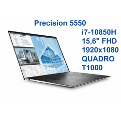 DELL Precision 5550 i7-10850H 64GB 2TB SSD 15,6 FHD+ 1920x1200 matt NVIDIA QUADRO T1000 4GB Kam WiFi BT Win10/11pro gw12mc
