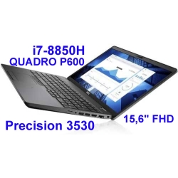 DELL Precision 3530 i7-8850H 16GB 512SSD 15,6 FHD 1920x1080 matt NVIDIA QUADRO P600 4GB WiFi BT Kam win10pro gw12mc