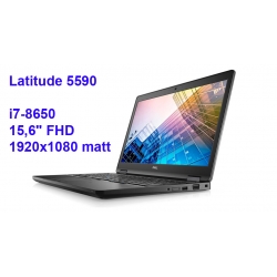 Dell Latitude 5590 i7-8650 16GB 512SSD 15,6 FHD 1920x1080 matt WiFi BT Kam win10pro GW12mc + NOWA BATERIA