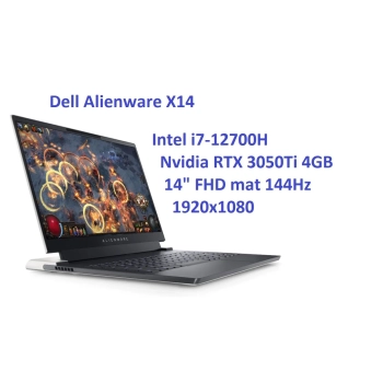 DELL Alienware X14 i7-12700H 16GB 512 SSD 14” FHD 1920x1080 144Hz GeForce RTX3050Ti 4GB WiFi BT Kam Win11 gw12mc