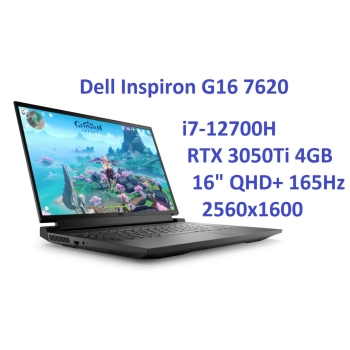 Gaming DELL Inspiron G16 7620 i7-12700H 16GB 512 SSD 16" QHD+ 2560x1600 165Hz matt GeForce RTX 3050Ti 4GB WiFi BT KAM Win11 Gw12mc