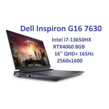 Gaming DELL Inspiron G16 7630 i7-13650HX 32GB 1TB SSD 16" QHD+ 2560x1600 165Hz matt GeForce RTX 4060 8GB WiFi BT KAM Win11 Gw12mc