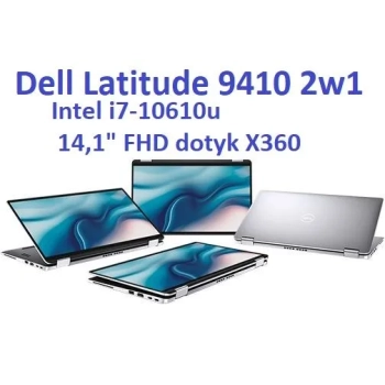 2w1 Dell Latitude 9410 i7-10610u 16GB 512SSD 14" FHD 1920x1080 x360 WiFi BT Kam win10pro GW12mc