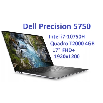DELL Precision 5750 i7-10750H 16GB 512GB SSD 17" FHD+ 1920x1200 Quadro T2000 4GB Kam WiFi BT Win10Pro gw12mc