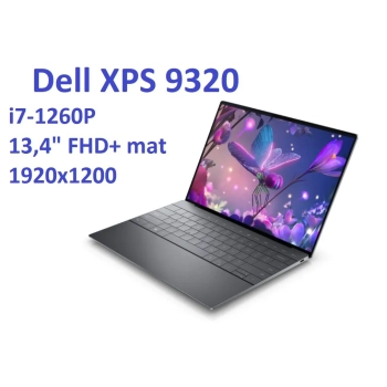 Bezramkowy aluminiowy ultrabook Dell XPS 9320 i7-1260P 16GB 512 SSD 13,4" FHD+ 1920x1200 mat Iris Xe WiFi BT Kam win11 PL Gw12mc