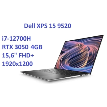Ultrabook aluminiowy Dell XPS 9520 i7-12700H 32GB 512 SSD 15,6" FHD+ 1920x1200 RTX 3050 WiFi BT Kam win11 Gw12mc