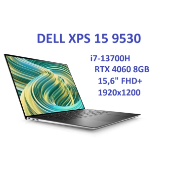 Ultrabook aluminiowy Dell XPS 9530 i7-13700H 32GB 1TBSSD 15,6" FHD+ 1920x1200 GeForce RTX4060 8GB WiFi BT Kam Win11 Gw12mc