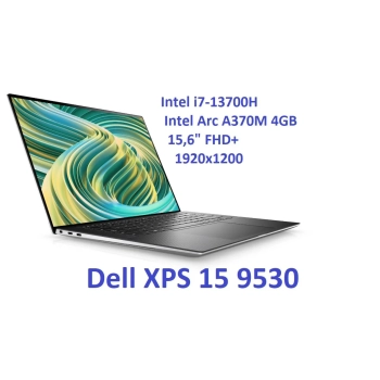 Ultrabook aluminiowy Dell XPS 9530 i7-13700H 16GB 512SSD 15,6" FHD+ 1920x1200 Intel ARC A370M 4GB WiFi BT Kam Win11 Gw12mc