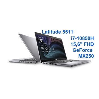 Dell Latitude 5511 (5510) i7-10850H 16GB 1TB SSD 15,6" FHD 1920x1080 Geforce MX250 2GB WiFi BT Kam win10pro GW12mc