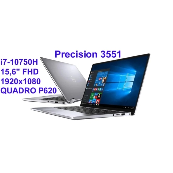 DELL Precision 3551 i7-10750H 16GB 512 SSD 15,6" FHD 1920x1080 MATT NVIDIA QUADRO P620 KAM WiFi BT WIN10 GW12mc