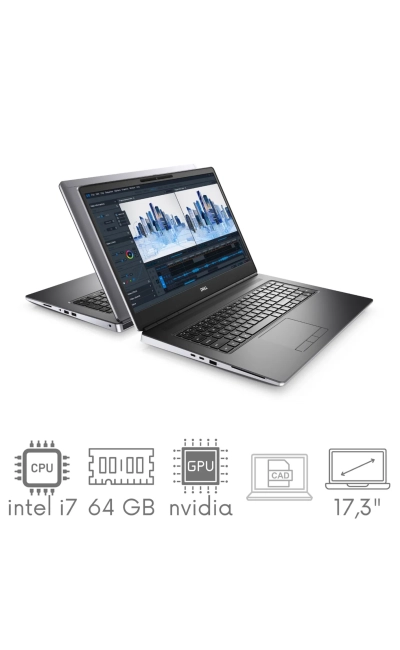 Stacja Graficzno-Robocza Dell Precision 7760 Intel Core i7-11800H 64GB 1TB SSD 17,3" FHD 1920x1080 RTX A4000 8GB KAM WiFi BT W11Pro Gw12mc