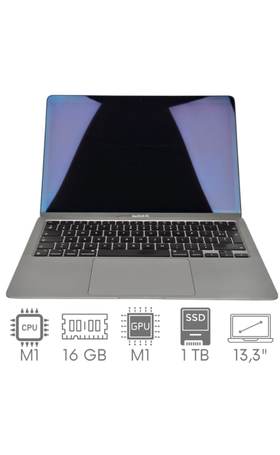 Apple MacBook Air 13 A2337 M1 16GB 1TB SSD 13,3" Retina 2560x1600 WiFi BT Kam OS Sequoia PL Gw12mc