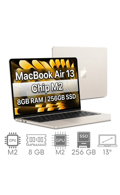 Apple MacBook Air 13 2022 A2681 M2 8GB 256GB SSD 13,6" Retina 2560x1664 WiFi BT Kam MacOS Tahoe PL Gw12mc