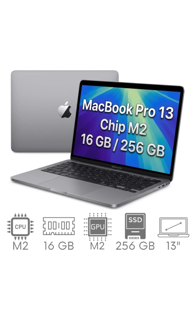 Apple MacBook Pro 13 A2338 M2 16GB 256GB SSD 13,3" Retina 2560x1600 WiFi BT Kam MacOS Tahoe PL Gw12mc