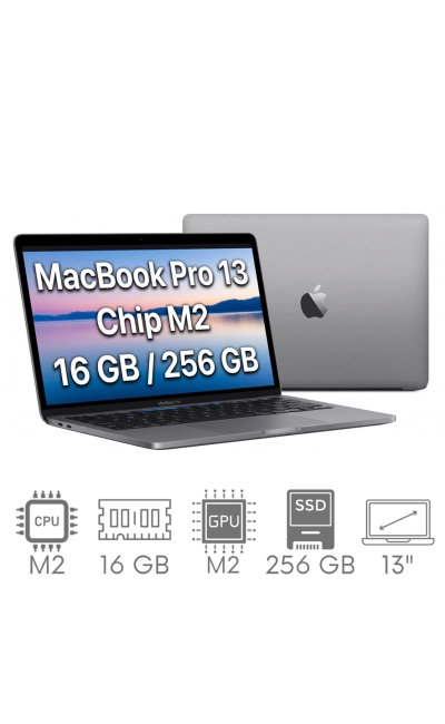 Apple MacBook Pro 13 A2338 M2 16GB 256GB SSD 13,3" Retina 2560x1600 WiFi BT Kam MacOS Tahoe PL Gw12mc