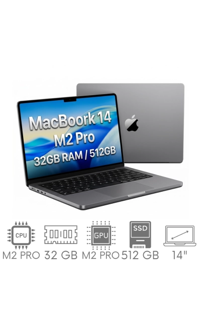 Apple MacBook Pro 14 2023 A2779 M2 PRO 32GB 512GB SSD 14,2" Liquid Retina XDR 3024x1964 WiFi BT Kam MacOS Tahoe PL Gw12mc