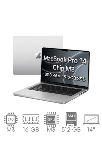 Apple MacBook Pro 14 2023 A2918 M3 16GB 512GB SSD 14,2" Liquid Retina XDR 3024x1964 WiFi BT Kam OS Tahoe PL Gw12mc