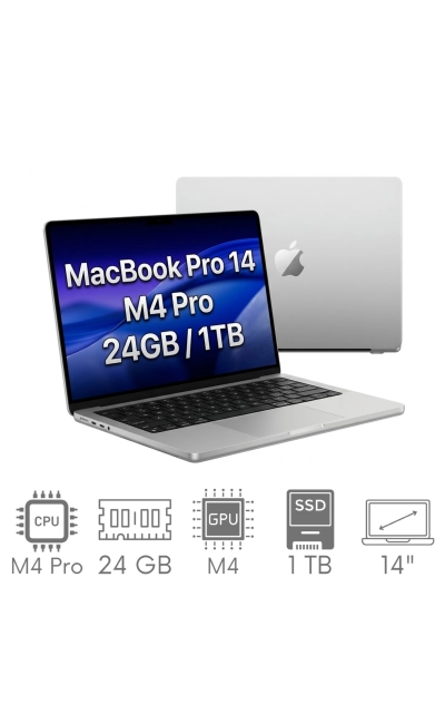 Apple MacBook Pro 14 2024 A3401 M4 Pro 24GB 1TB SSD 14,2" Liquid Retina XDR 3024x1964 WiFi BT Kam MacOS Tahoe PL Gw12mc