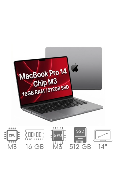 Apple MacBook Pro 14 2023 A2918 M3 16GB 512GB SSD 14,2" Liquid Retina XDR 3024x1964 WiFi BT Kam OS Tahoe PL Gw12mc