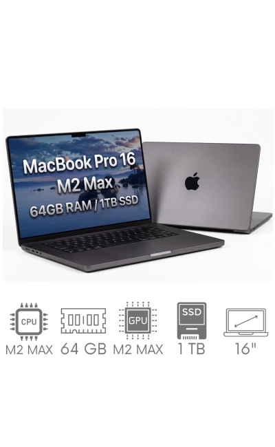 Apple MacBook Pro 16 2023 A2780 M2 MAX 64GB 1TB SSD 16,2" Liquid Retina XDR 3456x2234 WiFi BT Kam MacOS Tahoe PL Gw12mc