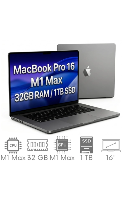 Apple MacBook Pro 16 A2485 M1 Max 32GB 1TB SSD 16,2" Liquid Retina XDR 3456x2234 WiFi BT Kam MacOS Tahoe PL Gw12mc