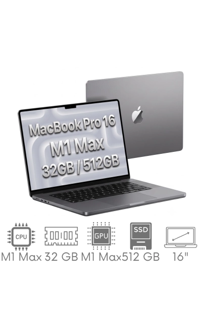 Apple MacBook Pro 16 A2485 M1 Max 32GB 512 SSD 16,2" Liquid Retina XDR 3456x2234 WiFi BT Kam MacOS Tahoe PL Gw12mc
