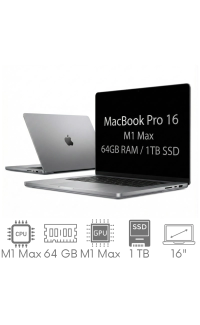 Apple MacBook Pro 16 A2485 M1 Max 64GB 1TB SSD 16,2" Liquid Retina XDR 3456x2234 WiFi BT Kam MacOS Tahoe PL Gw12mc