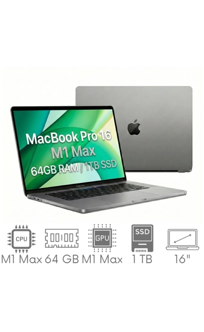 Apple MacBook Pro 16 A2485 M1 Max 64GB 1TB SSD 16,2" Liquid Retina XDR 3456x2234 WiFi BT Kam MacOS Tahoe PL Gw12mc