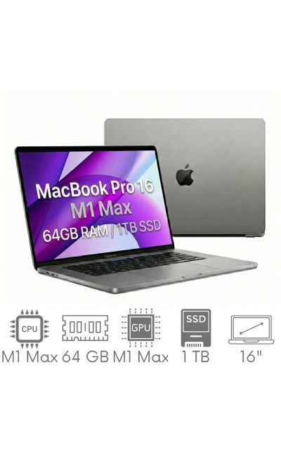 Apple MacBook Pro 16 A2485 M1 Max 64GB 1TB SSD 16,2" Liquid Retina XDR 3456x2234 WiFi BT Kam MacOS Tahoe PL Gw12mc