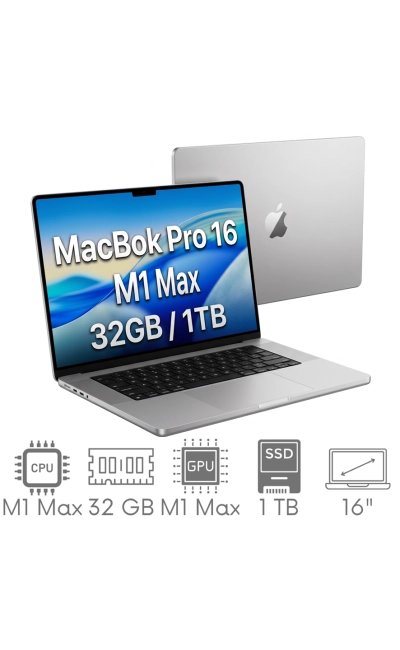 Apple MacBook Pro 16 A2485 M1 Max 32GB 1TB SSD 16,2" Liquid Retina XDR 3456x2234 WiFi BT Kam MacOS Tahoe PL Gw12mc