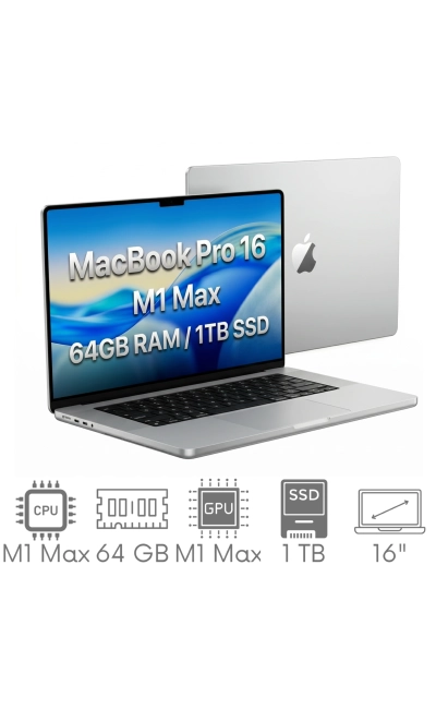 Apple MacBook Pro 16 A2485 M1 Max 64GB 1TB SSD 16,2" Liquid Retina XDR 3456x2234 WiFi BT Kam MacOS Tahoe PL Gw12mc