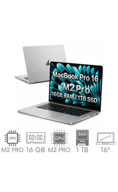 Apple MacBook Pro 16 2023 A2780 M2 PRO 16GB 1TB SSD 16,2" Liquid Retina XDR 3456x2234 WiFi BT Kam MacOS Tahoe PL Gw12mc