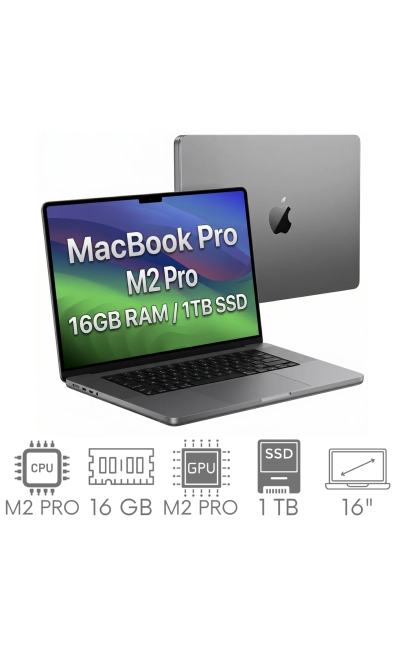 Apple MacBook Pro 16 2023 A2780 M2 PRO 16GB 1TB SSD 16,2" Liquid Retina XDR 3456x2234 WiFi BT Kam MacOS Tahoe PL Gw12mc