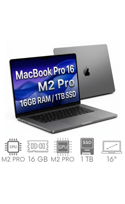 Apple MacBook Pro 16 2023 A2780 M2 PRO 16GB 1TB SSD 16,2" Liquid Retina XDR 3456x2234 WiFi BT Kam MacOS Tahoe PL Gw12mc