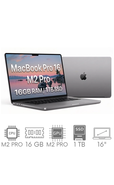 Apple MacBook Pro 16 2023 A2780 M2 PRO 16GB 1TB SSD 16,2" Liquid Retina XDR 3456x2234 WiFi BT Kam MacOS Tahoe PL Gw12mc