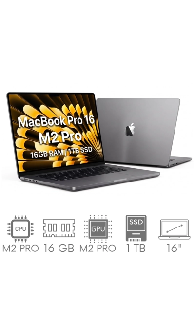 Apple MacBook Pro 16 2023 A2780 M2 PRO 16GB 1TB SSD 16,2" Liquid Retina XDR 3456x2234 WiFi BT Kam MacOS Tahoe PL Gw12mc