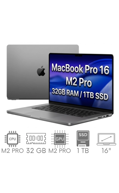 Apple MacBook Pro 16 2023 A2780 M2 PRO 32GB 1TB SSD 16,2" Liquid Retina XDR 3456x2234 WiFi BT Kam MacOS Tahoe PL Gw12mc