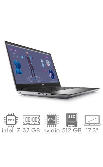 Stacja Graficzno-Robocza DELL Precision 7780 i7-13850HX 32GB 512 SSD 17,3" FHD 1920x1080 RTX 2000 Ada 8GB KAM WiFi BT W11PRO gw12mc