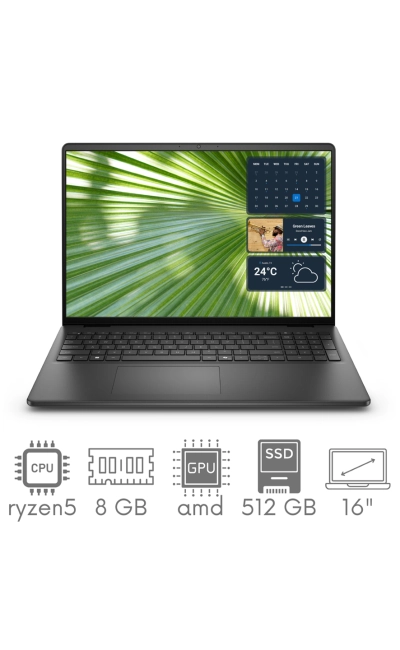 DELL 16 DC16255 AMD Ryzen 5 220 8GB 512 SSD 16" FHD+ 1920x1200 KAM WiFi BT Win11 Gw12mc