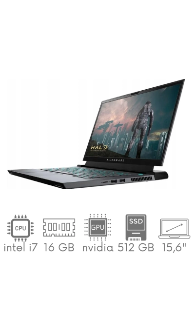 Gaming DELL Alienware M15 R3 i7-10750H 16GB 512GB SSD 15,6” FHD 144Hz GeForce RTX2070 Super 8GB Kam Wifi BT Win11 Gw12mc