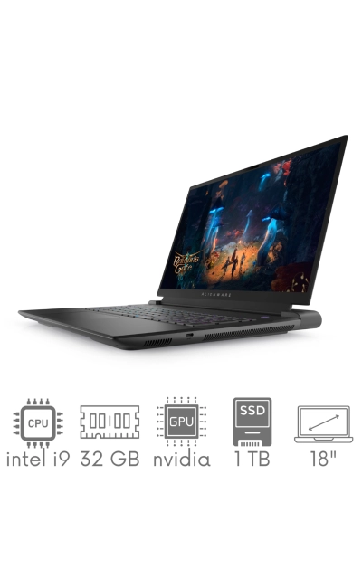 DELL Alienware M18 R2 i9-14900HX 32GB 1TB SSD 18" QHD+ 2560x1600 165Hz GeForce RTX4060 8GB WiFi BT Kam Win11 gw12mc